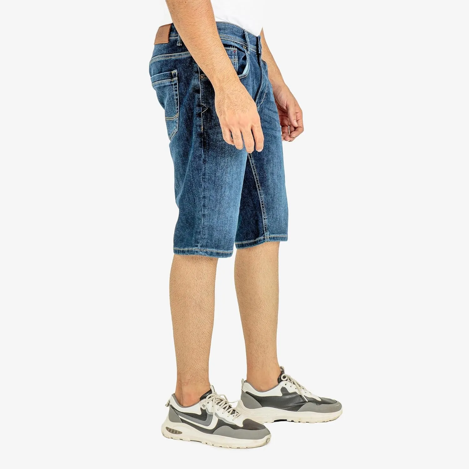 Essentials Men's Comfort Denim Shorts High Waisted Summer Cotton Stretchy Casual Pull On Denim Shorts with Versatility