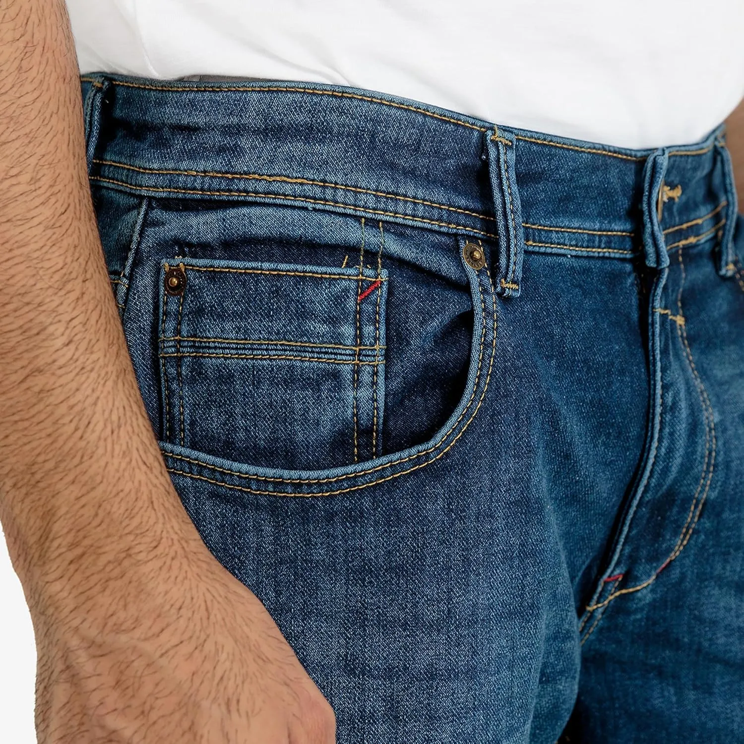Essentials Men's Comfort Denim Shorts High Waisted Summer Cotton Stretchy Casual Pull On Denim Shorts with Versatility