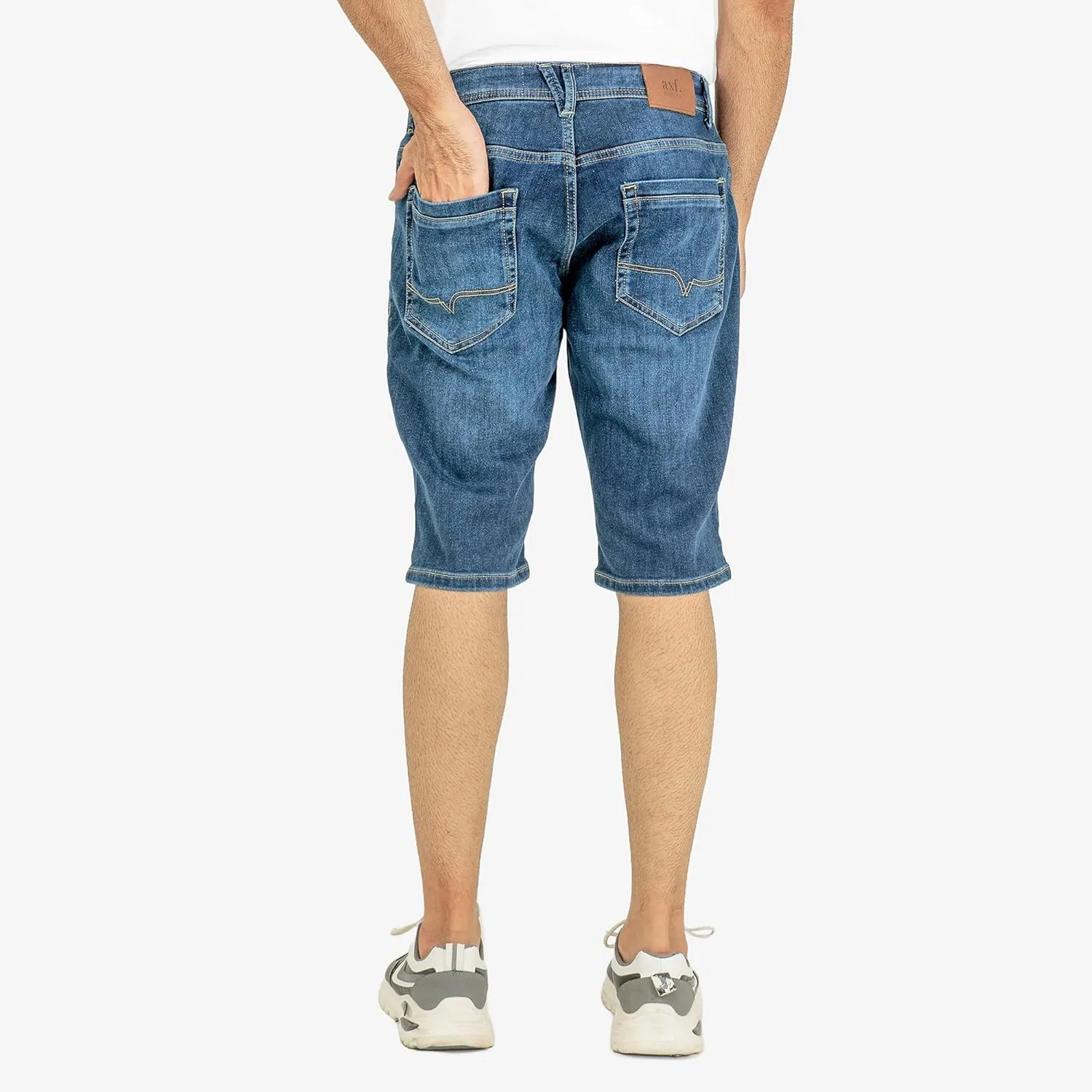 Essentials Men's Comfort Denim Shorts High Waisted Summer Cotton Stretchy Casual Pull On Denim Shorts with Versatility