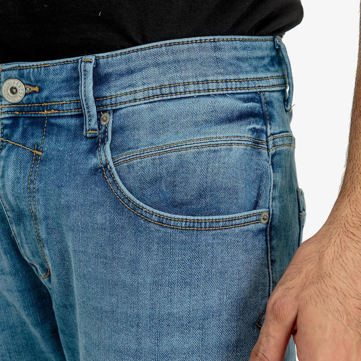 Essentials Men's Comfort Denim Shorts High Waisted Summer Cotton Stretchy Casual Pull On Denim Shorts with Versatility