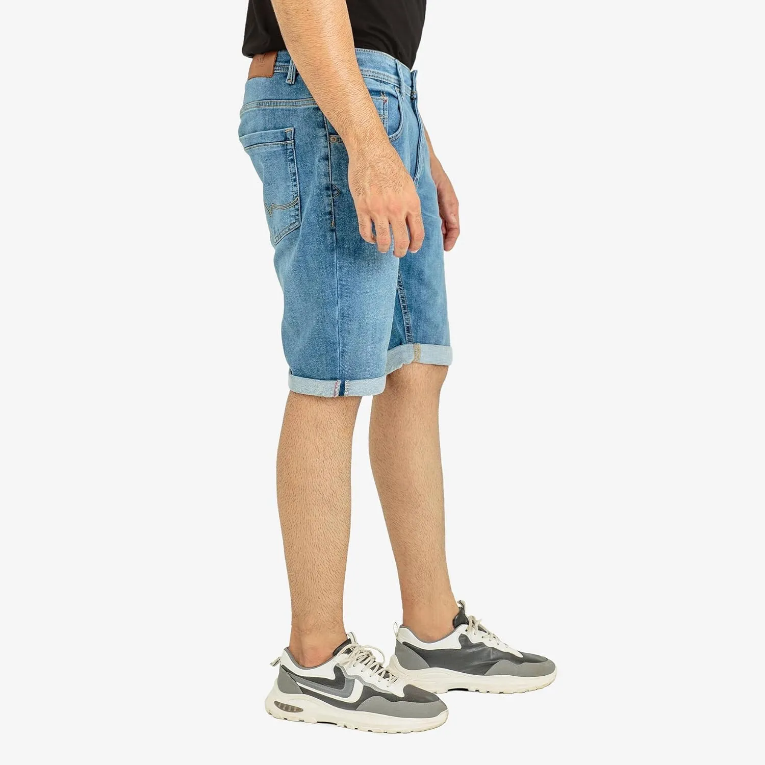 Essentials Men's Comfort Denim Shorts High Waisted Summer Cotton Stretchy Casual Pull On Denim Shorts with Versatility