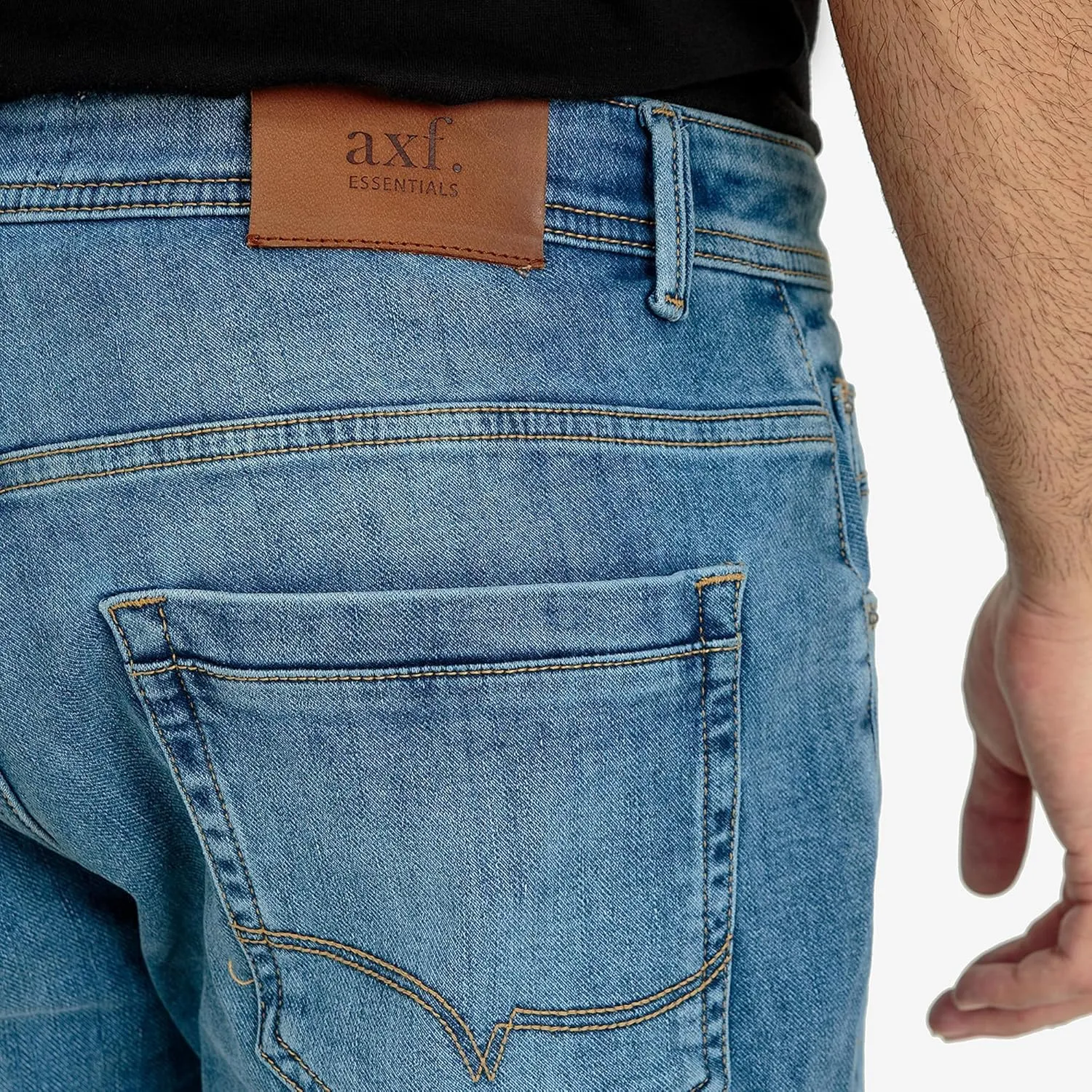 Essentials Men's Comfort Denim Shorts High Waisted Summer Cotton Stretchy Casual Pull On Denim Shorts with Versatility