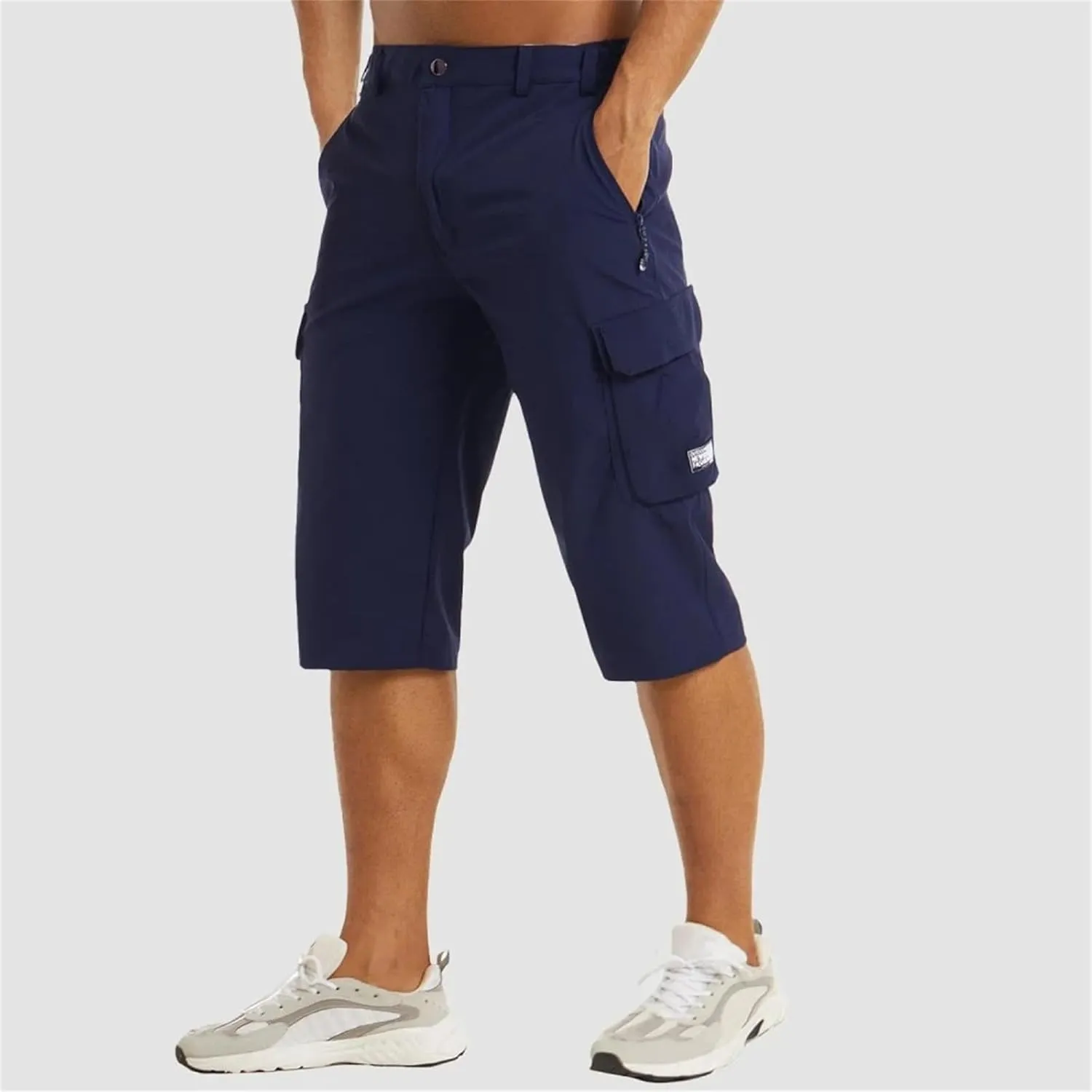 evzosrz Men's 3/4 Shorts Quick Dry Lightweight Workout Shorts Fishing Golf Athletic Hiking Capri Pants with Zipper Pockets