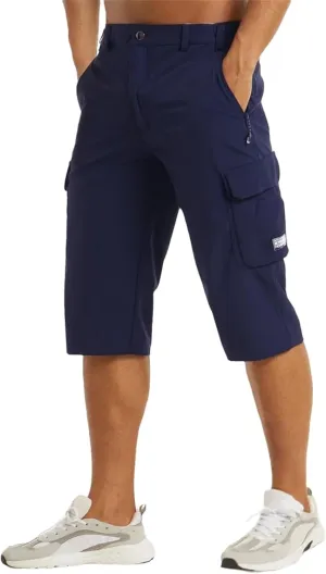 evzosrz Men's 3/4 Shorts Quick Dry Lightweight Workout Shorts Fishing Golf Athletic Hiking Capri Pants with Zipper Pockets