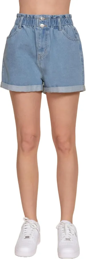 FashionJOA Women's Paper Bag Denim Shorts