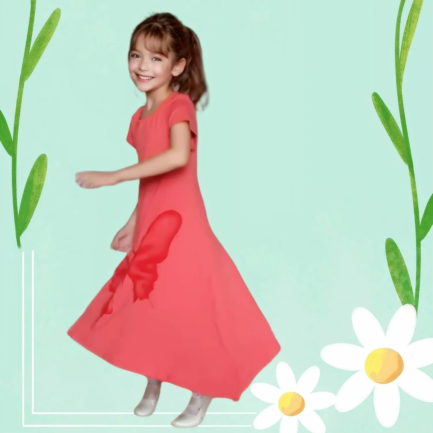 FTSUCQ Girls Casual Swing Twirly Cotton Printed Maxi Dresses