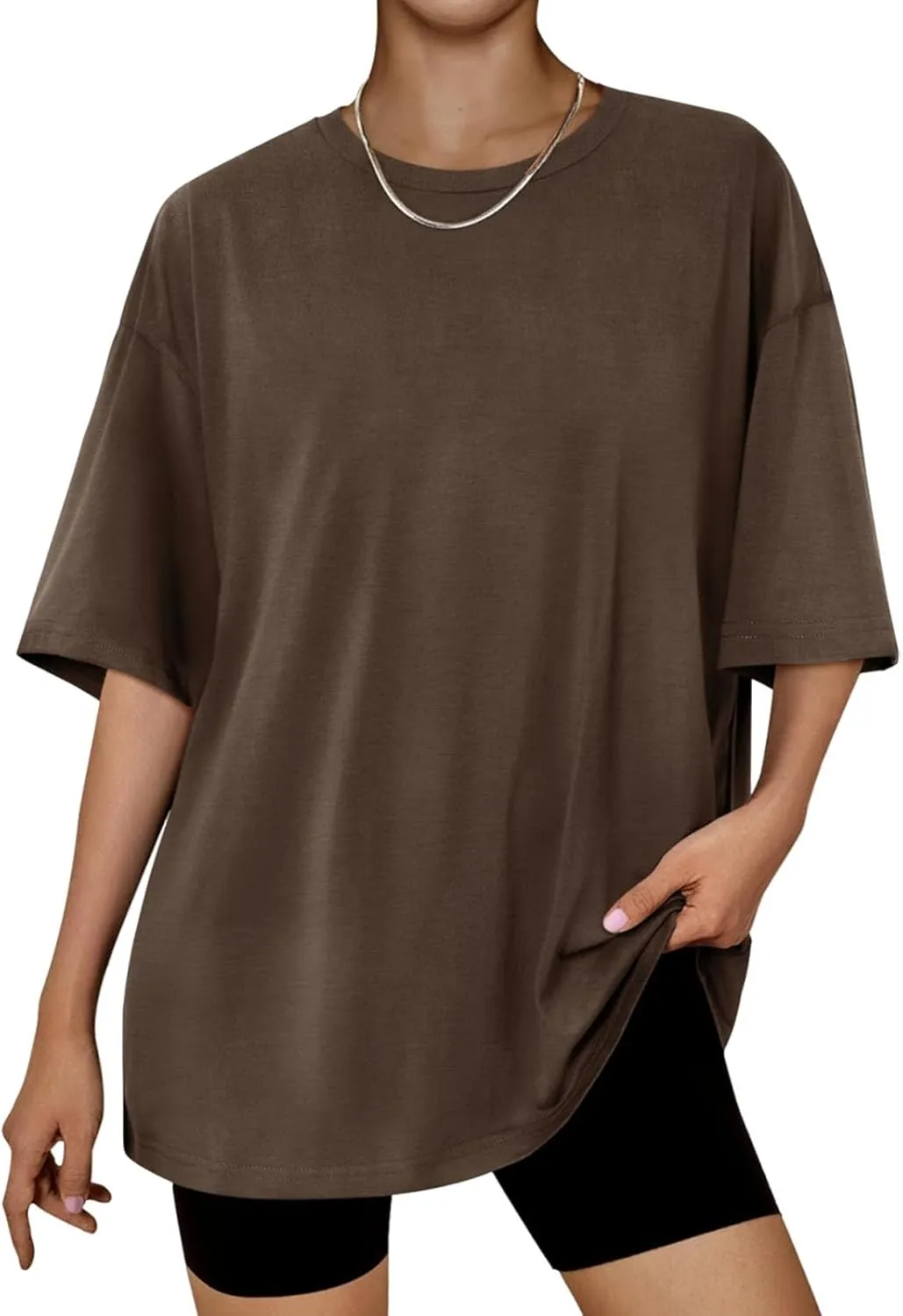Generic 2024 Womens Oversized T Shirts Loose Fit Short Sleeve Crewneck Tees Blouse Summer Casual Plus Size Workout Tunic Tops