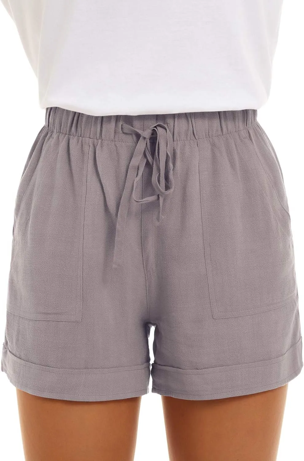 GOLDPKF Shorts Women Casual Drawstring Comfy Elastic Waist Shorts Summer Pull On Short with Pockets