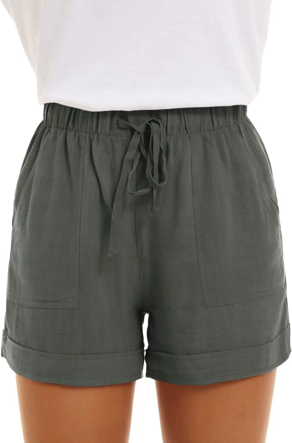 GOLDPKF Shorts Women Casual Drawstring Comfy Elastic Waist Shorts Summer Pull On Short with Pockets