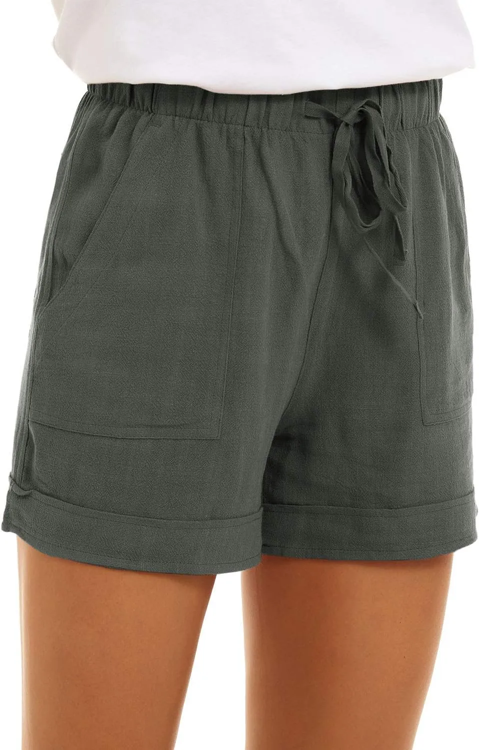 GOLDPKF Shorts Women Casual Drawstring Comfy Elastic Waist Shorts Summer Pull On Short with Pockets