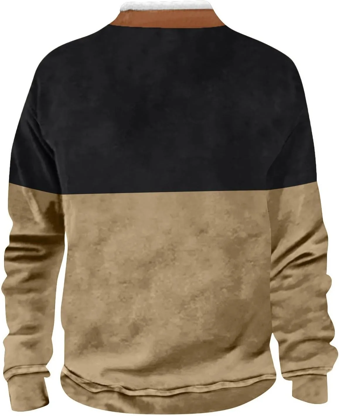Half Zip Pullover Men Stand Collar Color Block Shirt Quarter Zip Long-Sleeve Tops Stylish Trendy Blouses with Pocket