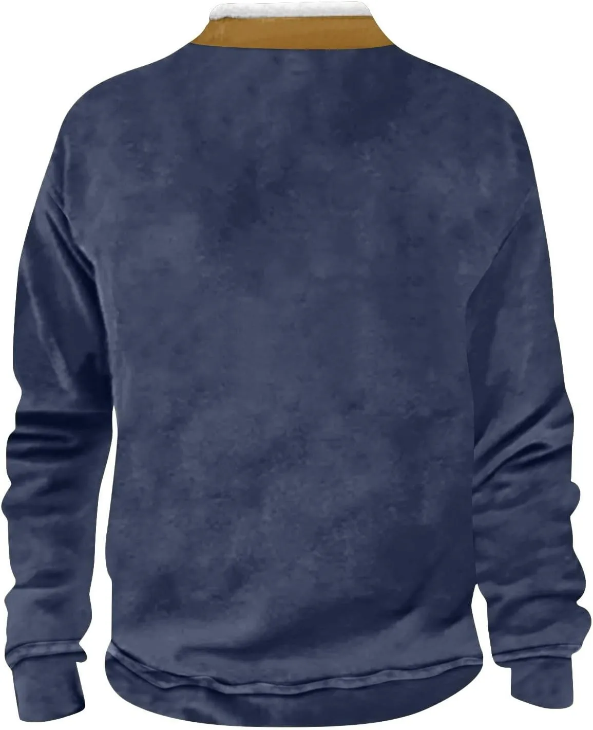 Half Zip Pullover Men Stand Collar Color Block Shirt Quarter Zip Long-Sleeve Tops Stylish Trendy Blouses with Pocket