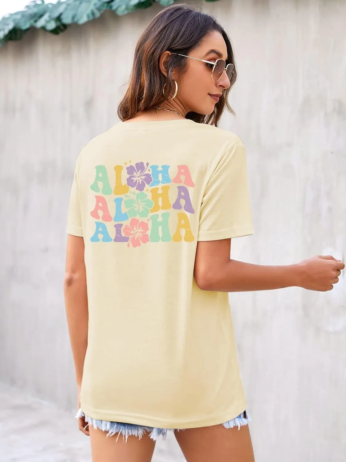 Hawaiian Shirt for Women Hawaii Family Vacation Graphic T-Shirt Summer Trip Vintage Tee Floral Tropical