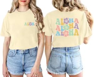 Hawaiian Shirt for Women Hawaii Family Vacation Graphic T-Shirt Summer Trip Vintage Tee Floral Tropical