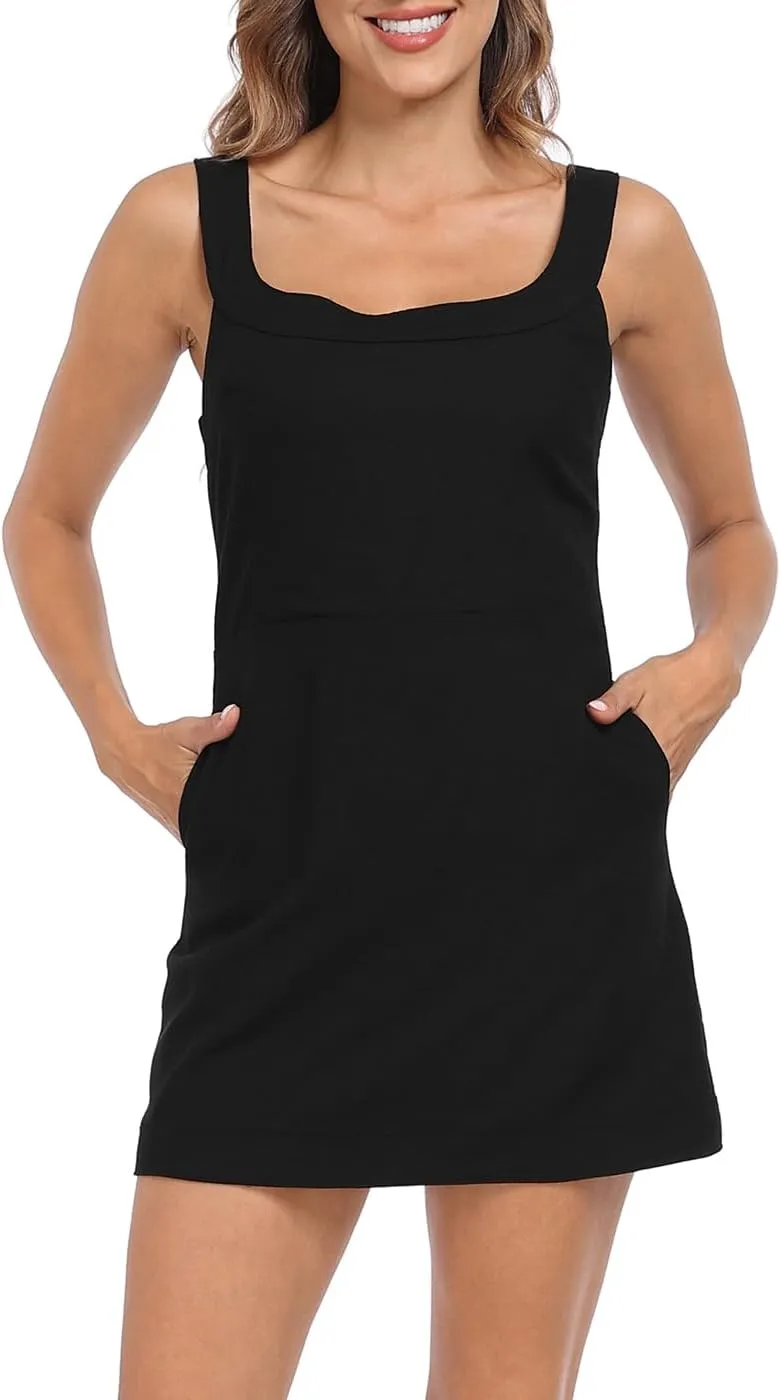 HDE Women's Linen Mini Dress Sundress Sleeveless Summer Dresses with Pockets