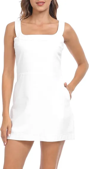 HDE Women's Linen Mini Dress Sundress Sleeveless Summer Dresses with Pockets