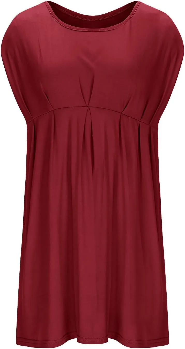 HGps8w Women's Maternity Dress Casual Loose Fit V Neck Sleeveless Ruffle Tank Soft Pregnancy Clothes
