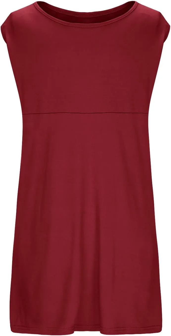 HGps8w Women's Maternity Dress Casual Loose Fit V Neck Sleeveless Ruffle Tank Soft Pregnancy Clothes