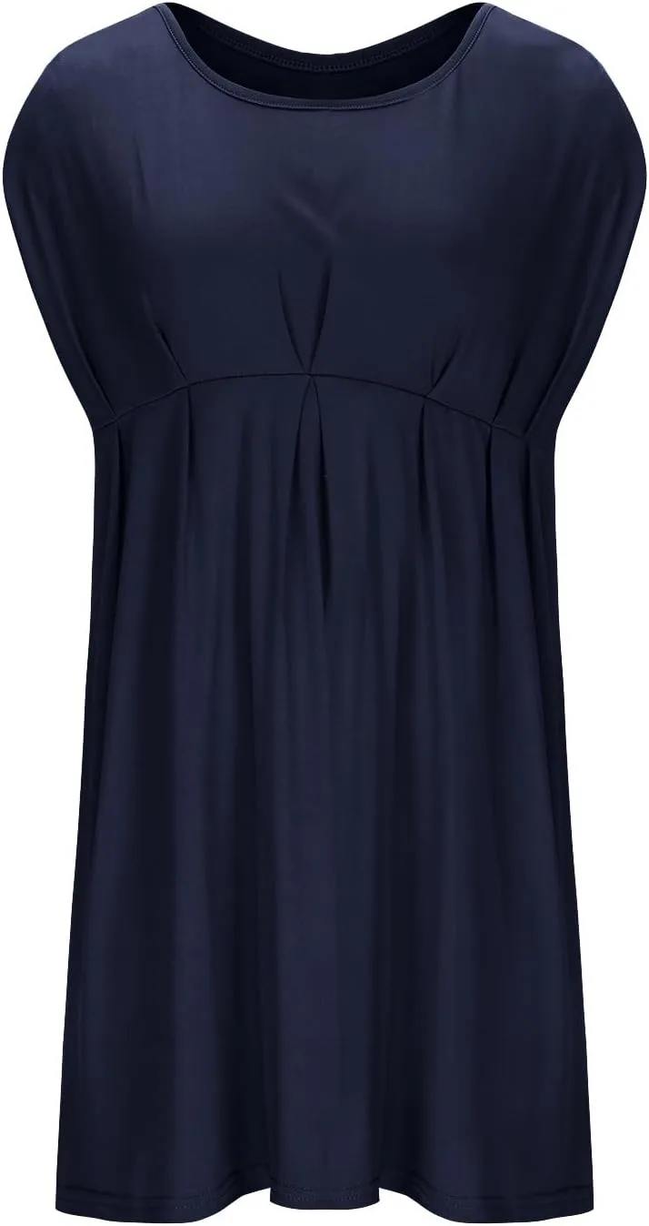 HGps8w Women's Maternity Dress Casual Loose Fit V Neck Sleeveless Ruffle Tank Soft Pregnancy Clothes