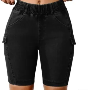 high Waisted Denim Shorts for Women, Women's Stylish and Comfortable Straight Leg Denim Shorts with