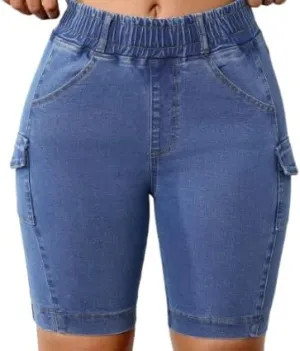 high Waisted Denim Shorts for Women, Women's Stylish and Comfortable Straight Leg Denim Shorts with