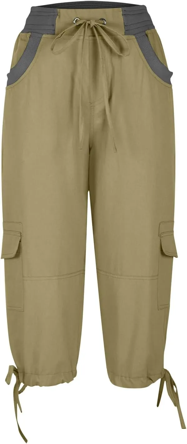 High Waisted Shorts Women Drawstring Summer Lounge Capri Pants with Pockets Loose Fit Casual Dressy Pants