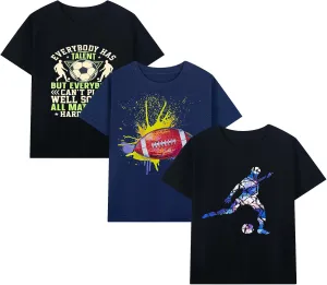 HILEELANG Kids Boy Basic Plain Cotton T-Shirts Short Sleeve Crew Neck Summer Tees 4packs 6-12 Years