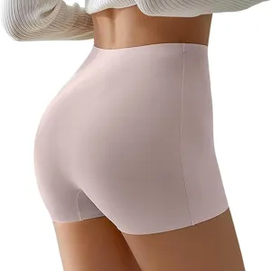 Ice Silk Seamless Slip Shorts for Women Under Dress,Womens Seamless Shaping Boyshorts (Purple,Medium)