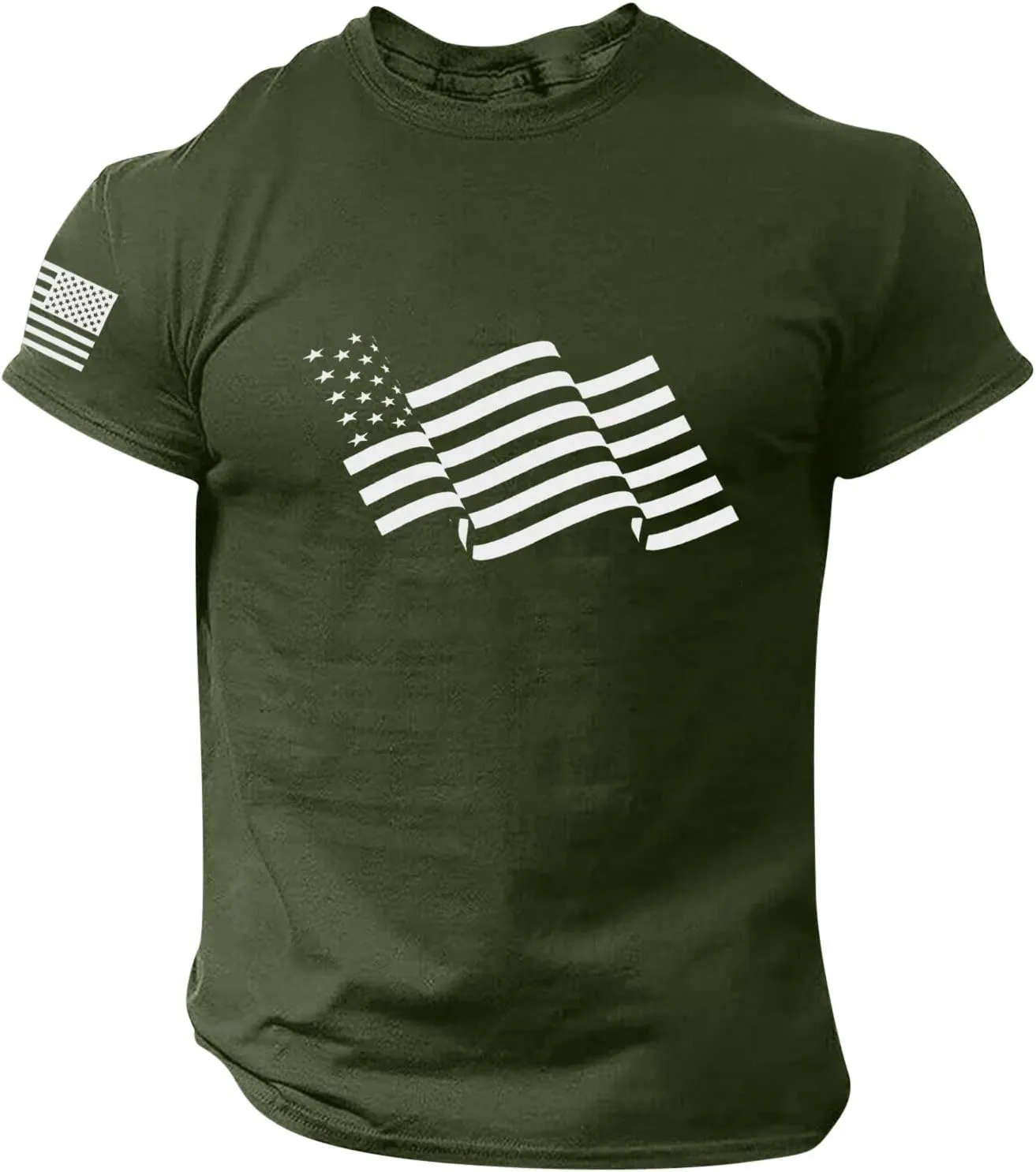 Independence Day Shirt Round Neck Short Sleeve Workout USA Flag Shirts Tee Shirts Mens Pack 2xlt USA Distressed Flag
