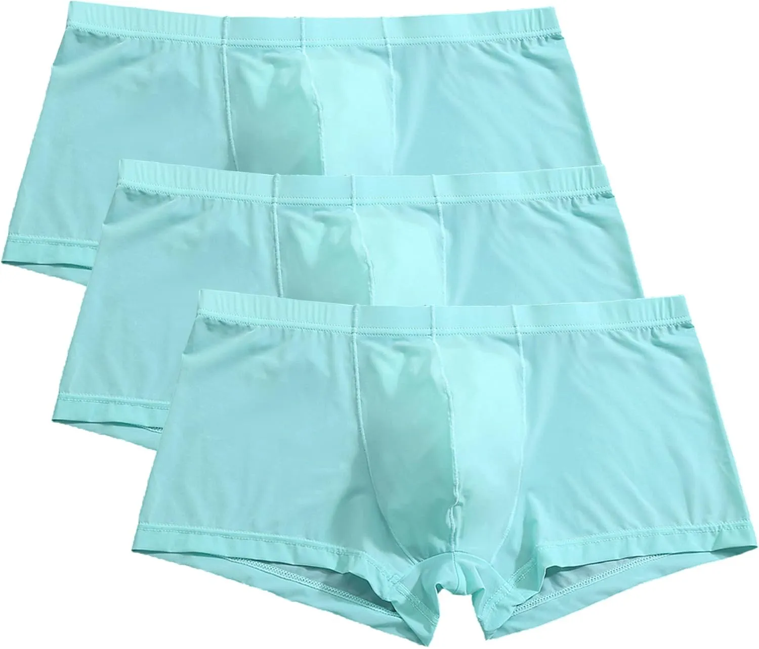 JEKE-DG Mens Ice Silk Boxer Brief Classic Breathable Underwear Elastic Waistband Trunks Enhancing Underpants