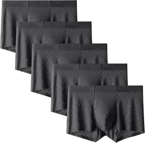 JEKE-DG Mens Ice Silk Trunk Underwear Breathable Cool Boxer Briefs Ultra-Thin Stretch Boxers With Bulge Pouch