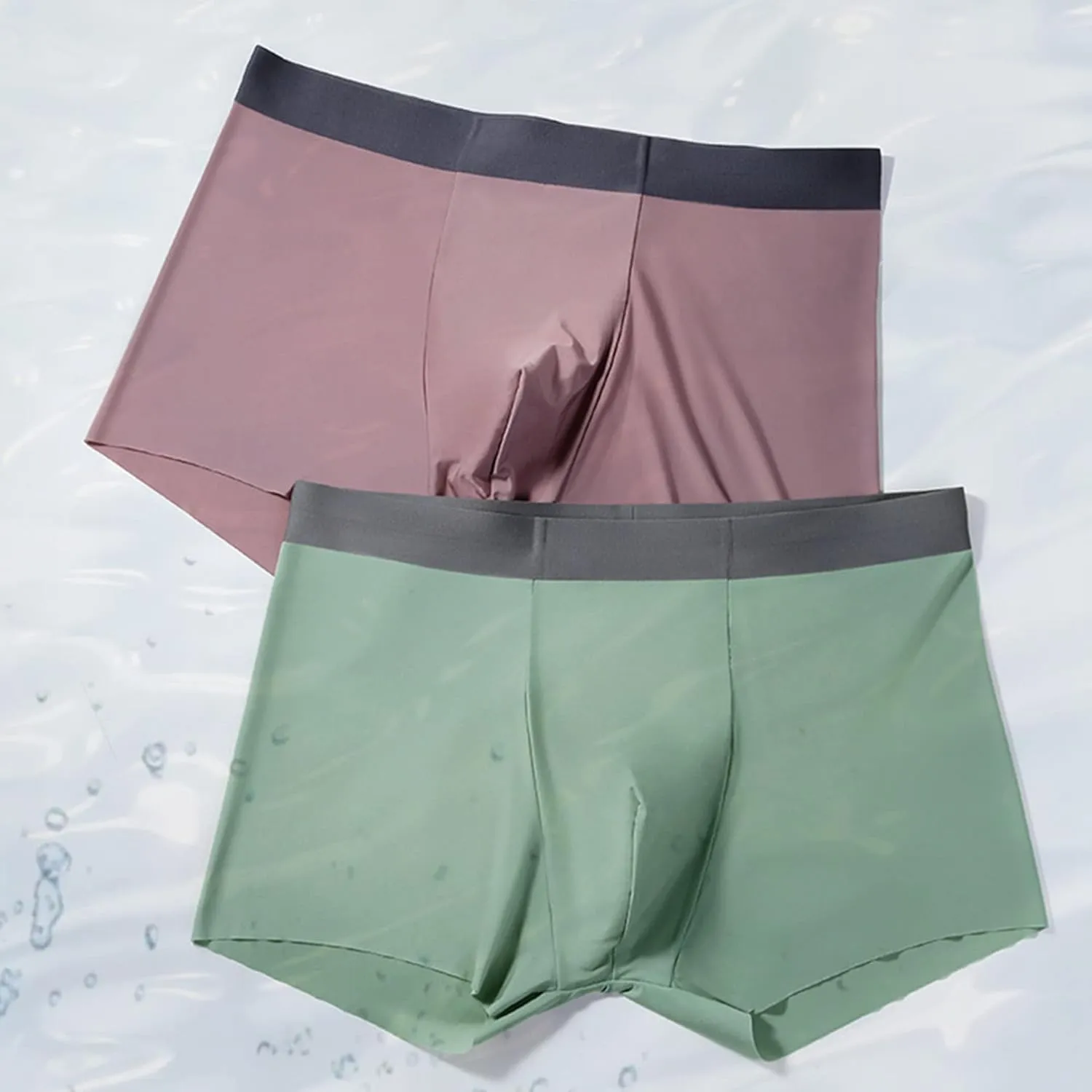 JEKE-DG Men's Soft Ice Silk Boxer Briefs Breathable Stretch Trunks Pack Sexy Seamless Underwear