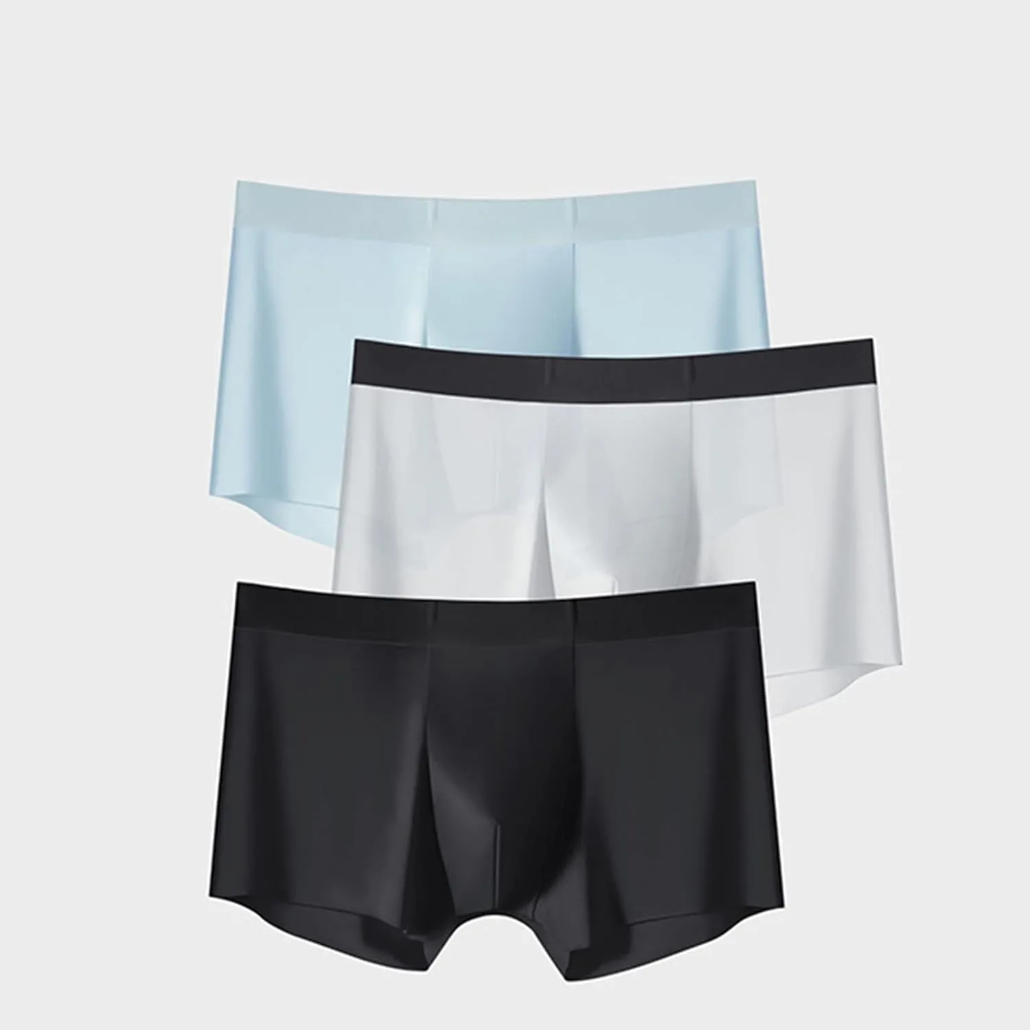 JEKE-DG Men's Soft Ice Silk Boxer Briefs Breathable Stretch Trunks Pack Sexy Seamless Underwear