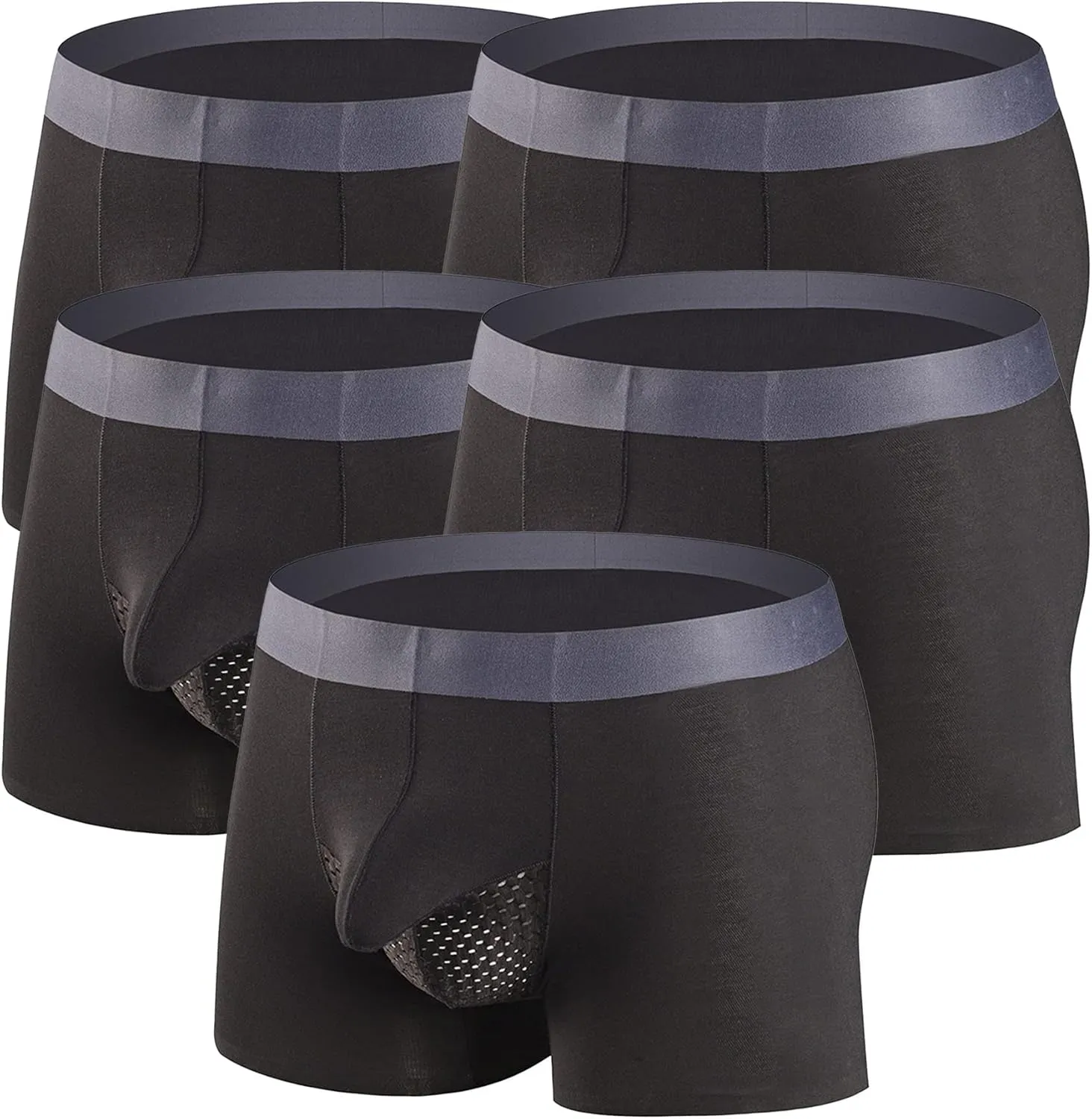 JEKE-DG Men's Stretch Ice Silk Boxer Briefs Breathable Silky Underwear Sexy Seamless Low Rise Trunks