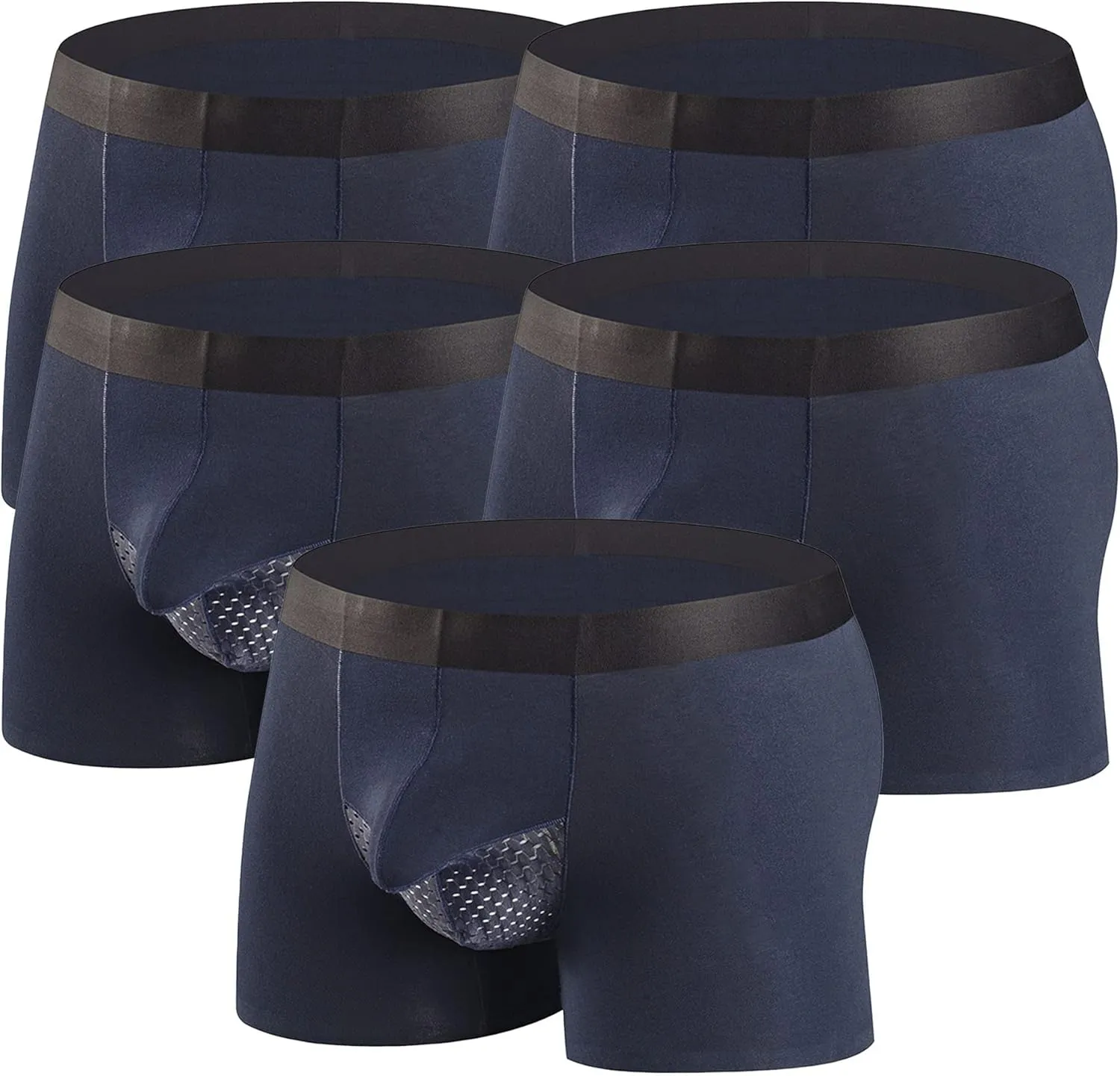 JEKE-DG Men's Stretch Ice Silk Boxer Briefs Breathable Silky Underwear Sexy Seamless Low Rise Trunks