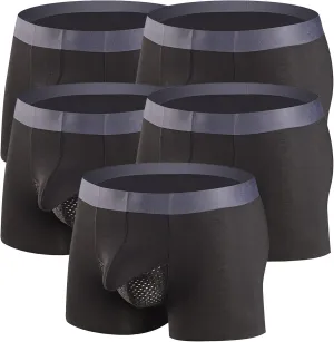 JEKE-DG Men's Stretch Ice Silk Boxer Briefs Breathable Silky Underwear Sexy Seamless Low Rise Trunks