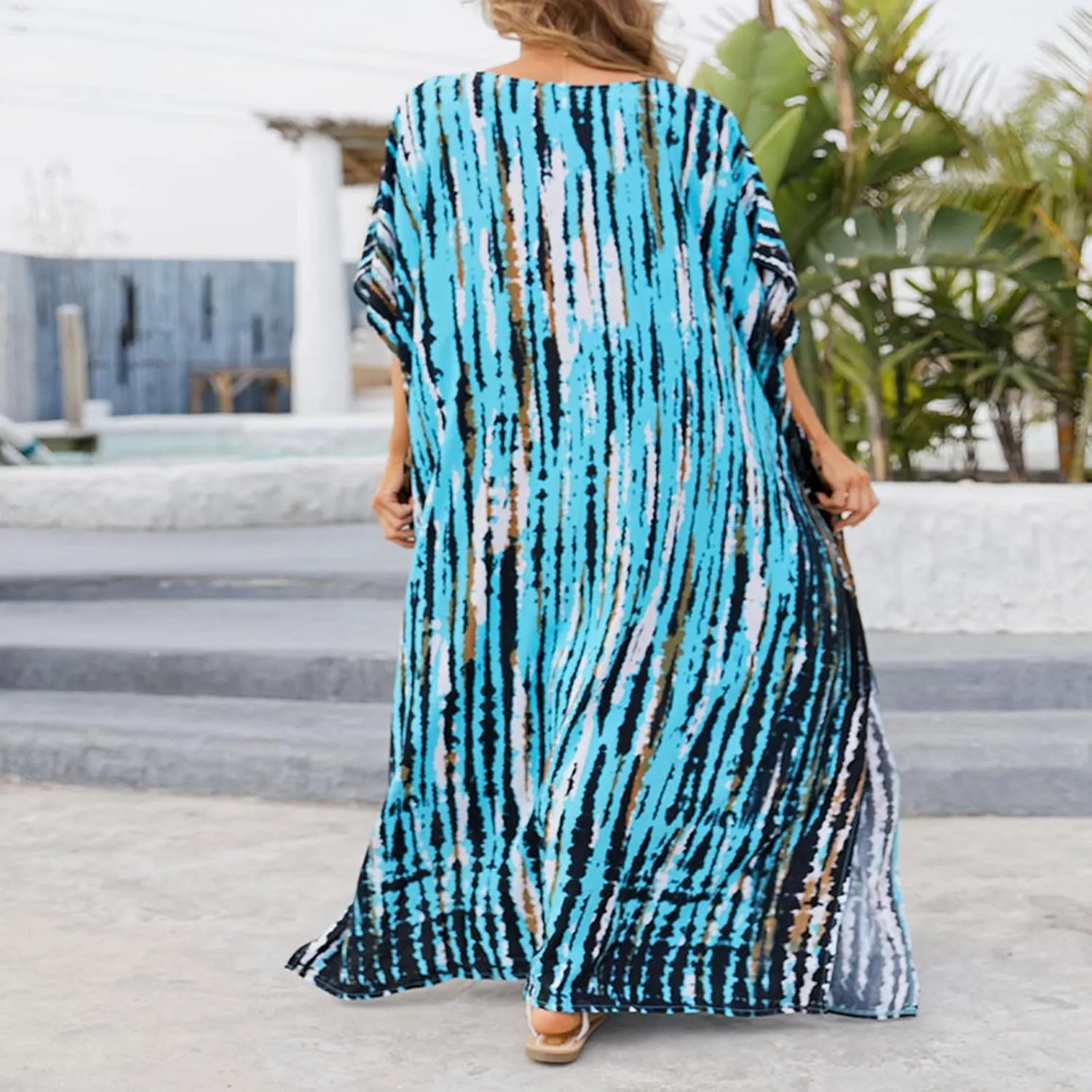Kaftan Dresses for Women Plus Size Bathing Suit Cover up Vneck Batwing Dress Loose fit Moroccan Caftan mumu Dresses Amethyst