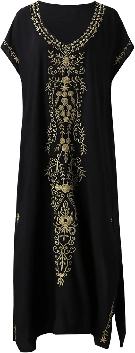 Kaftan Dresses for Women Plus Size Bathing Suit Cover up Vneck Batwing Dress Loose fit Moroccan Caftan mumu Dresses Amethyst