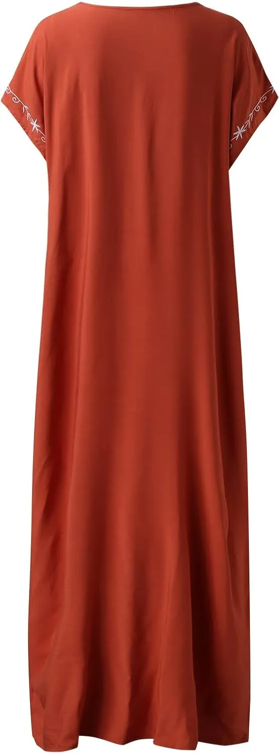 Kaftan Dresses for Women Plus Size Bathing Suit Cover up Vneck Batwing Dress Loose fit Moroccan Caftan mumu Dresses Amethyst