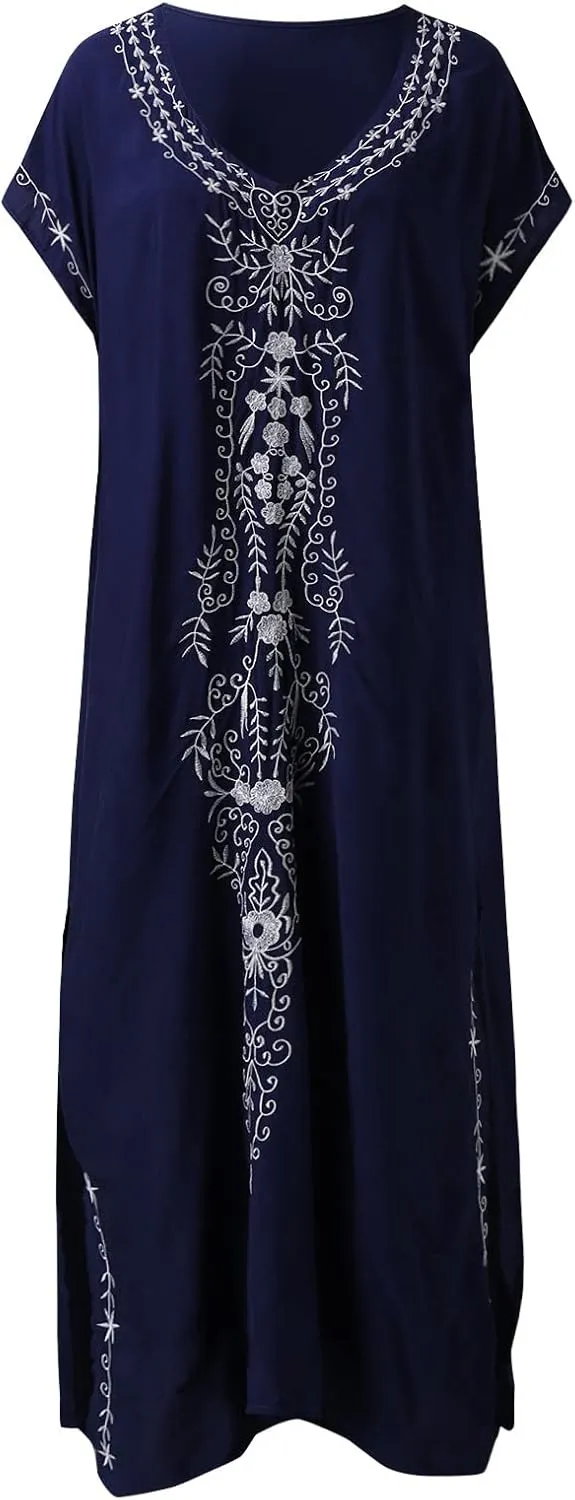 Kaftan Dresses for Women Plus Size Bathing Suit Cover up Vneck Batwing Dress Loose fit Moroccan Caftan mumu Dresses Amethyst