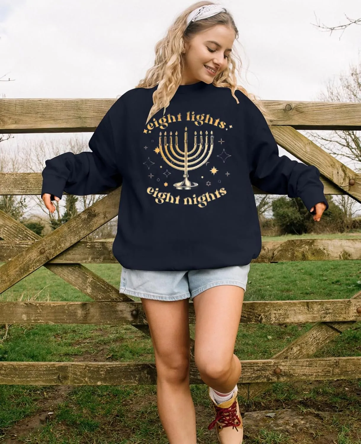 KIDDAD Hanukkah Sweater Women Ugly Chanukah Sweaters Jewish Light Up Menorah Sweatshirt Happy Eight Night Holiday Xmas Tops