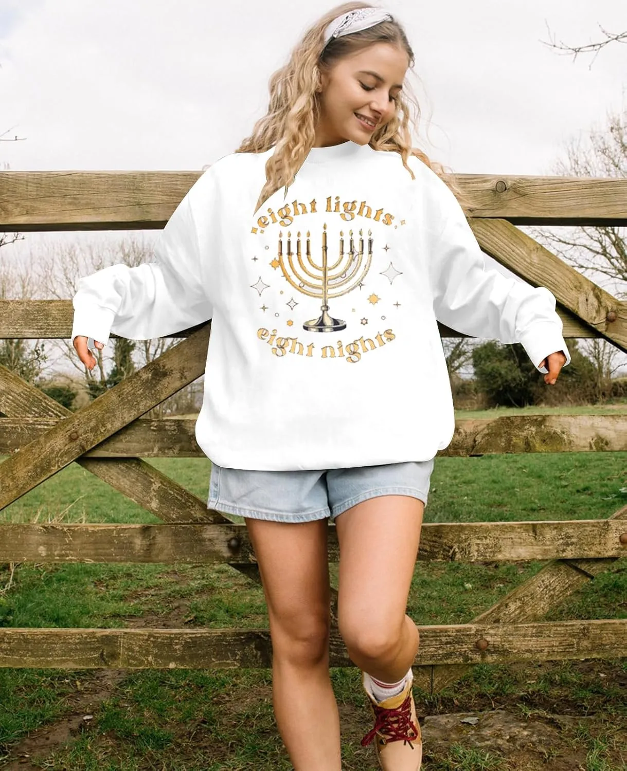 KIDDAD Hanukkah Sweater Women Ugly Chanukah Sweaters Jewish Light Up Menorah Sweatshirt Happy Eight Night Holiday Xmas Tops