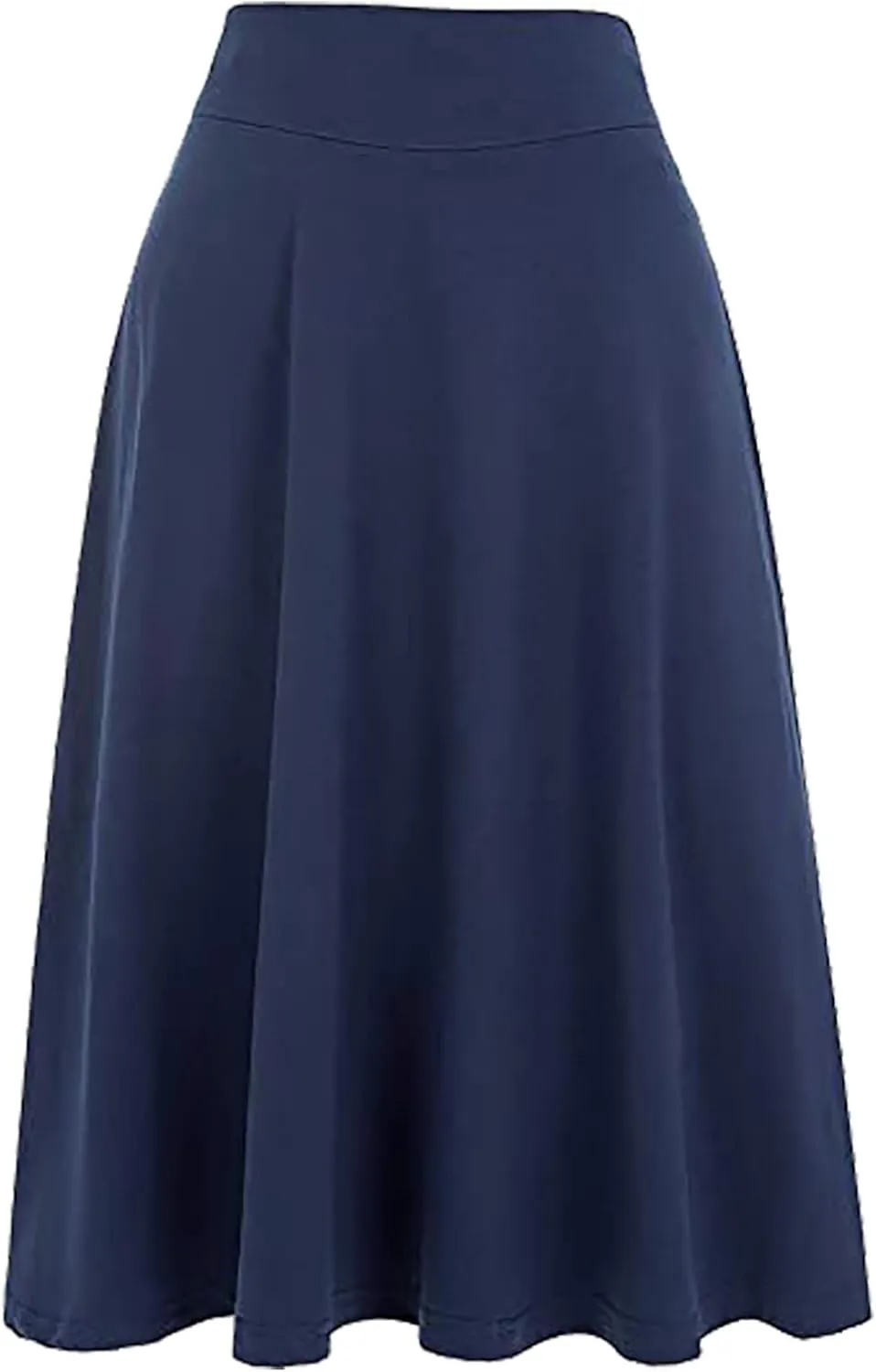 Ladies High Waist Knee Length Skirts Casual Solid Color Comfortable Flared Skirt for Women Flowy Pleated Skirts