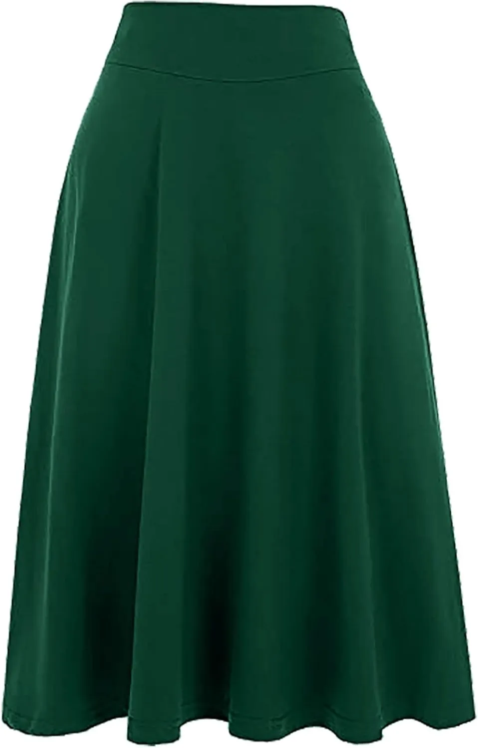 Ladies High Waist Knee Length Skirts Casual Solid Color Comfortable Flared Skirt for Women Flowy Pleated Skirts