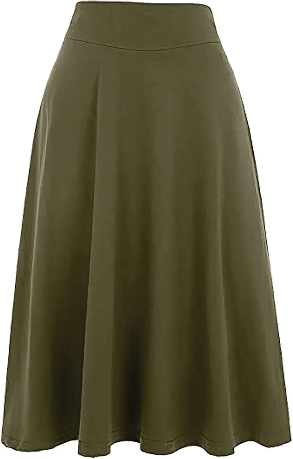 Ladies High Waist Knee Length Skirts Casual Solid Color Comfortable Flared Skirt for Women Flowy Pleated Skirts