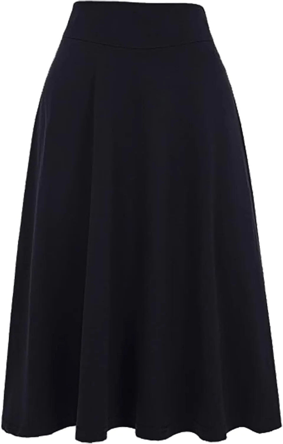 Ladies High Waist Knee Length Skirts Casual Solid Color Comfortable Flared Skirt for Women Flowy Pleated Skirts