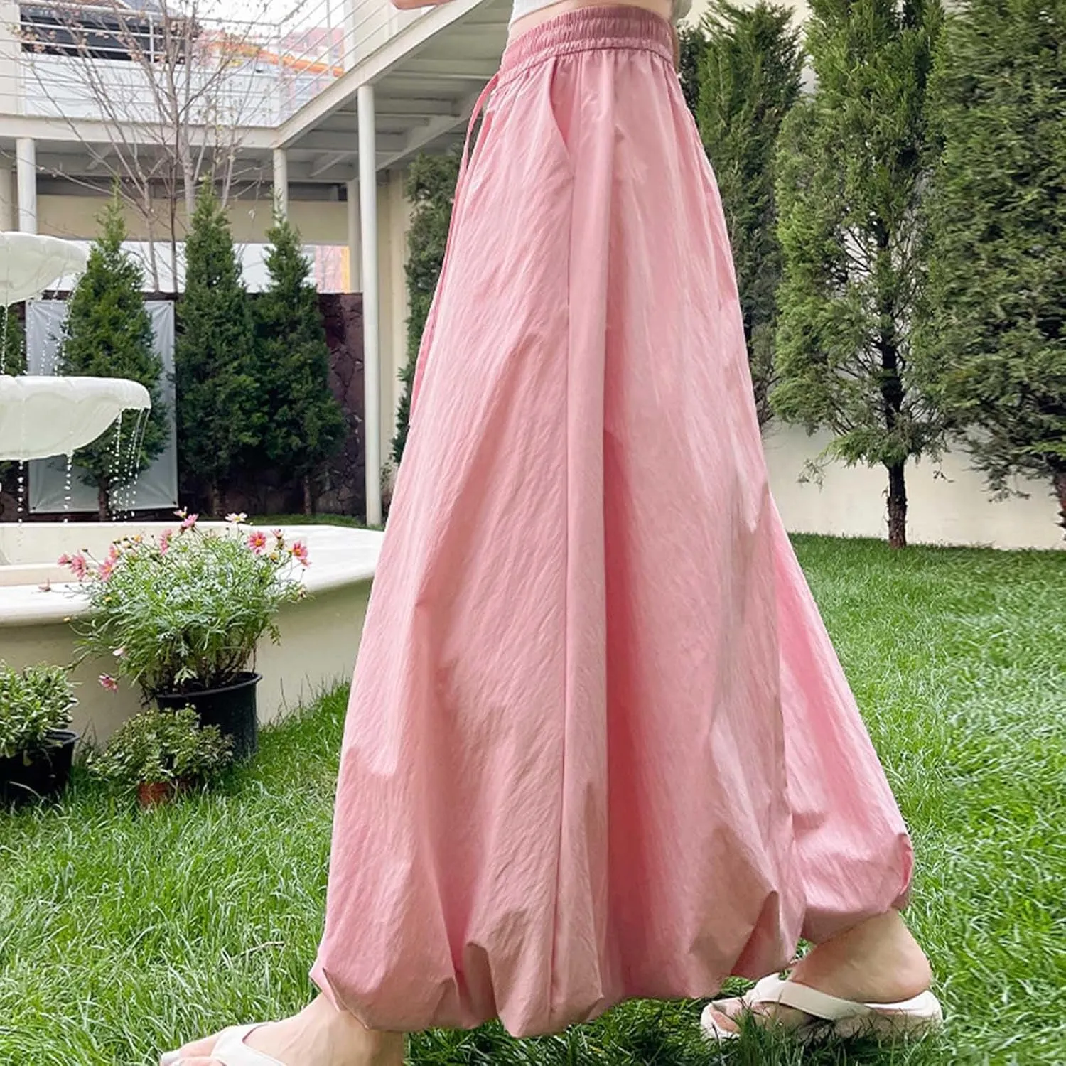 Lantern Skirts for Women 2025 Summer Trendy Ankle Length High Waisted A Line Skirt Casual Fashion Flowy Boho Skirts