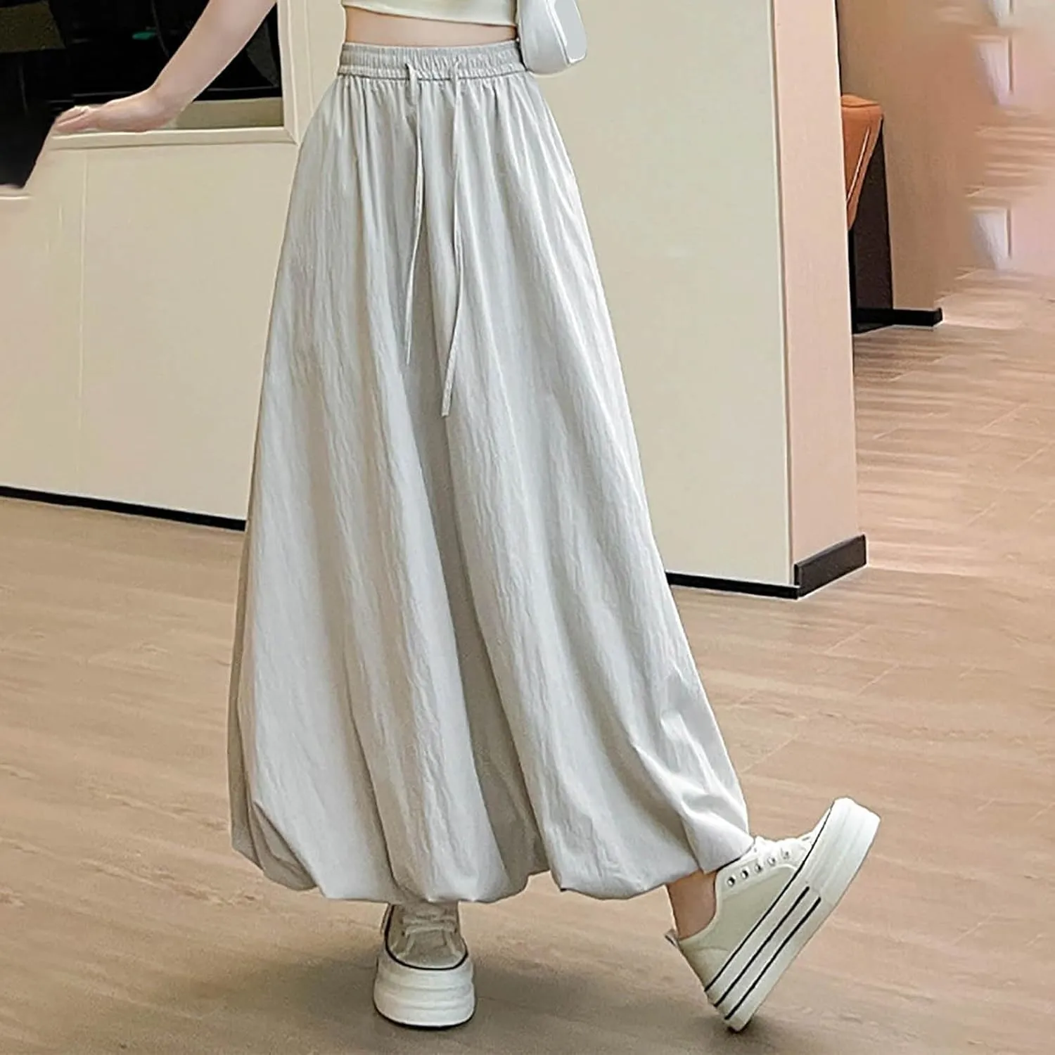 Lantern Skirts for Women 2025 Summer Trendy Ankle Length High Waisted A Line Skirt Casual Fashion Flowy Boho Skirts