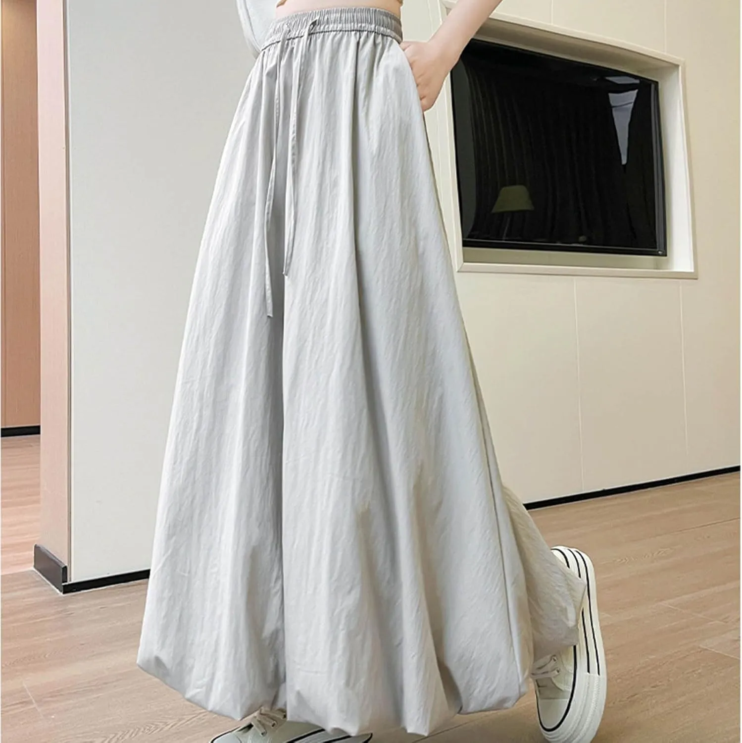 Lantern Skirts for Women 2025 Summer Trendy Ankle Length High Waisted A Line Skirt Casual Fashion Flowy Boho Skirts