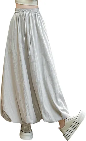 Lantern Skirts for Women 2025 Summer Trendy Ankle Length High Waisted A Line Skirt Casual Fashion Flowy Boho Skirts